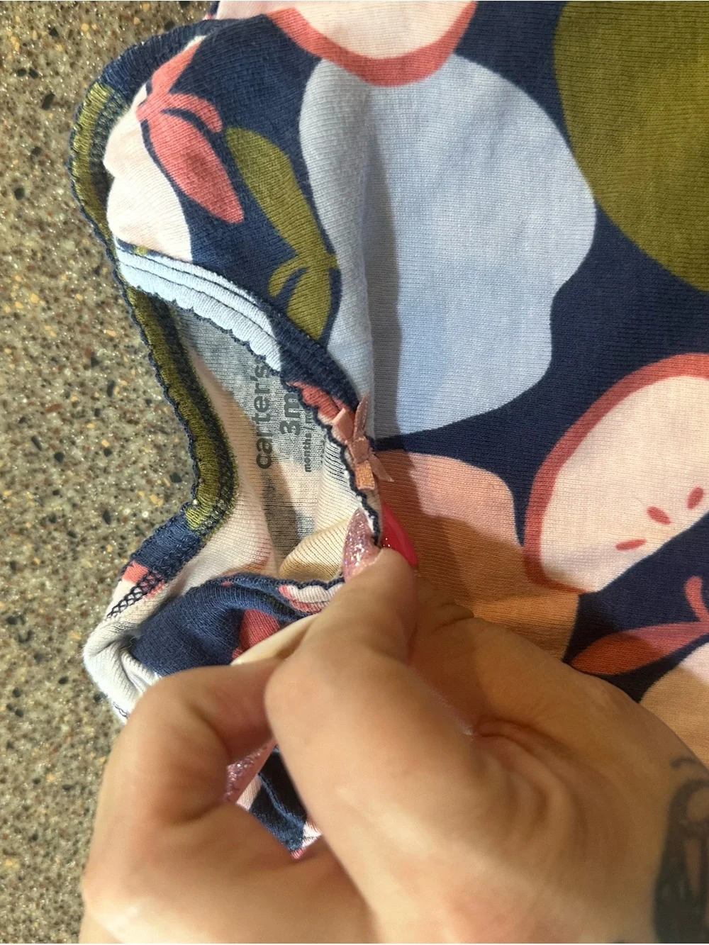 Baby Fruit Print Onesie - Navy with Pink & Olive